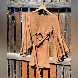 Free People Cotton Bell Sleeve Dress